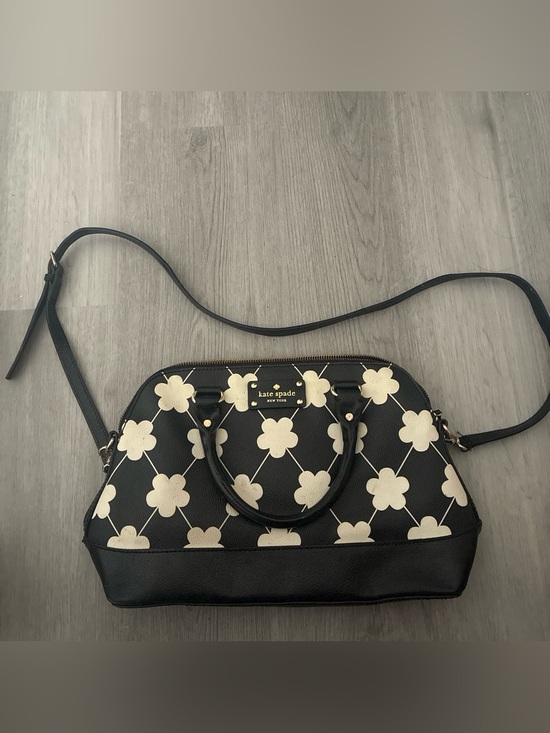 kate spade Handbags - Kate Spade New York Black & Cream Floral Satchel Crossbody Purse Gold Hardware